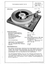 Neumann PA2A Prospekt Schallplattenabspielgerät 1960 deutsch 