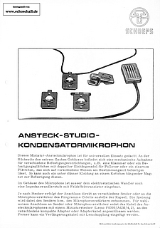 Schoeps Prospekt CM03 Ansteckmikrofon 1979 deutsch 
