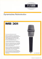 Mikrofonbau MB Elektronik Prospekt MB301 Bändchenmikrofon deutsch
