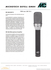 Microtech Gefell Brochure MV692/UM70 Microphone english