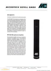Microtech Gefell Brochure MV692/M70 Microphone english