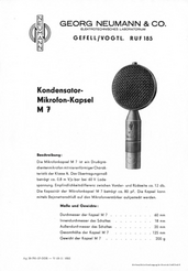 Neumann Gefell Prospekt M7 Mikrofonkapsel 1956 deutsch english 