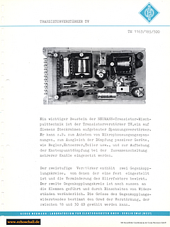 Neumann Prospekt TV Verstärker 1963 deutsch