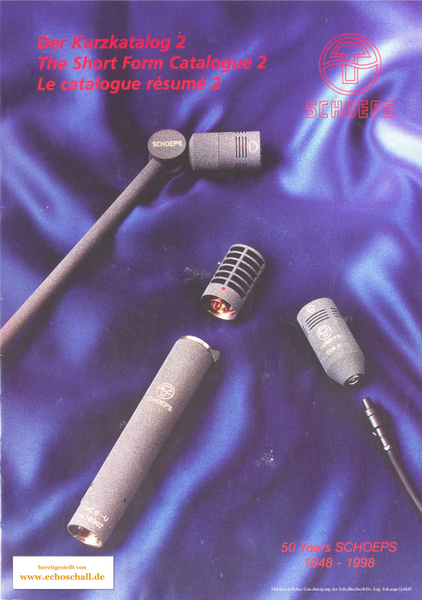 Schoeps Kurzkatalog 2 Mikrofone 1998 deutsch english français