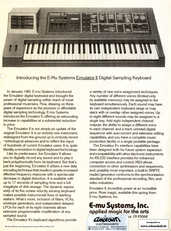 E-mu Systems Brochure 1 Emulator II Digital Sampling Keyboard english