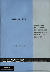 Beyer Preisliste 1967 deutsch