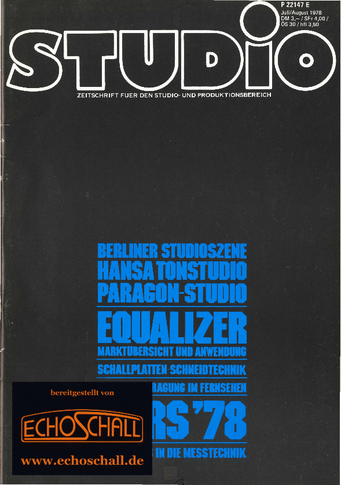 Studio Magazin Heft 08-Hansa Studio-Paragon Studio-Marktübersicht Equalizer