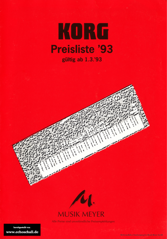 Korg Preisliste 1993 deutsch