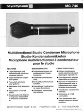 Beyerdynamic Prospekt MC740 Kondensatormikrofon 1991 deutsch english