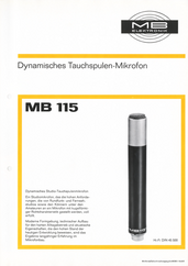 Mikrofonbau MB Elektronik Prospekt MB115 Tuchspulenmikrofon deutsch