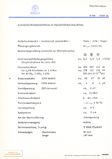 Schoeps Prospekt CMT46 Mikrofon 1966 deutsch