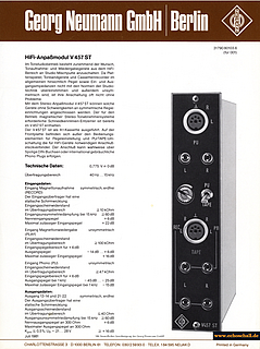 Neumann Prospekt V457ST HiFi-Anpassmodul 1981 deutsch
