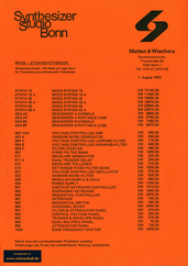 Moog Preisliste Modular-Synthesizer Synthesizerstudio Bonn 1979 deutsch