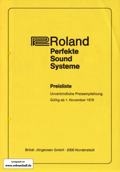 Roland Preisliste Perfekte Sound-Systeme Jörgensen 1979 deutsch