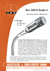 AKG Prospekt Dyn 200K Studio S Mikrofon 1958 deutsch