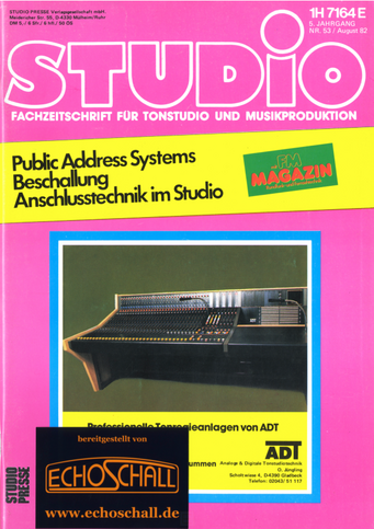 Studio Magazin Heft 53 Atlantis Studio-Anschlusstechnik im Studio-Beschallung