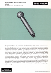 Beyer Prospekt M160 Bändchenmikrofon 1963 deutsch