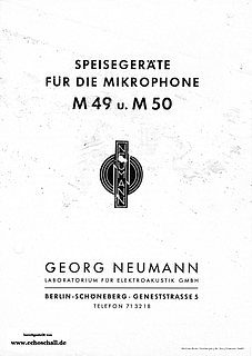 Neumann Prospekt N48 N49 B9 Netzteile für M49 M50 deutsch
