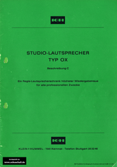 Klein + Hummel Prospekt OX Studio-Lautsprecher 1968 deutsch