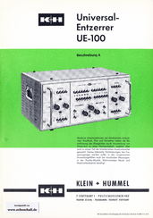 Klein + Hummel UE100 Tube Equalizer 1966 deutsch