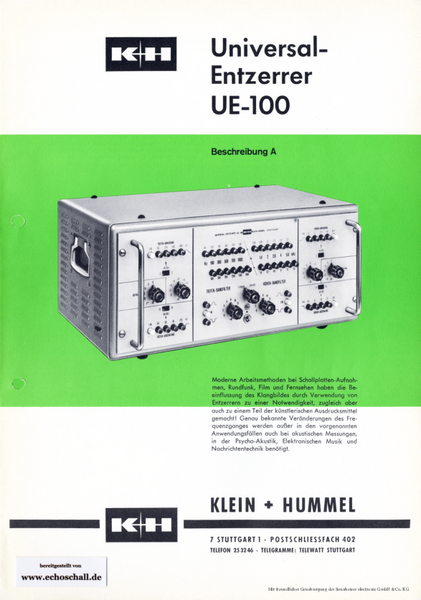 Klein + Hummel UE100 Tube Equalizer 1966 deutsch