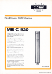 Mikrofonbau MB Elektronik Prospekt MBC520 Kondensatormikrofon deutsch