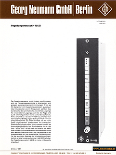 Neumann Prospekt H480B Pegeltongenerator 1981 deutsch