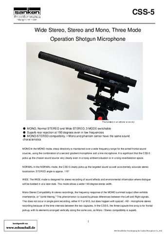 Sanken Bochure CSS5 Shotgun Microphone 2012 english