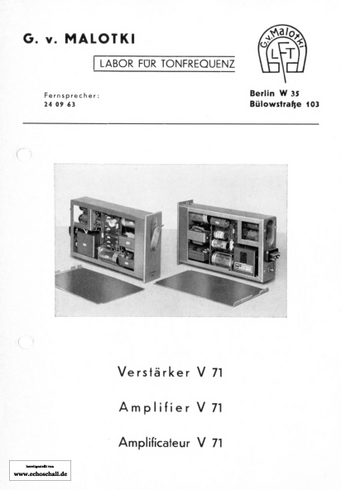 Malotki Prospekt V71 Verstärker Preamp deutsch english français