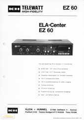 Klein + Hummel Prospekt Telewatt EZ60 Ela-Center (1981)