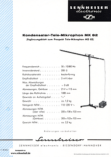 Sennheiser Prospekt MK82 Tube Shotgun 1958 deutsch