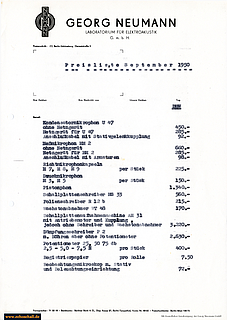 Neumann Preisliste Gesamtprogramm 1950 deutsch