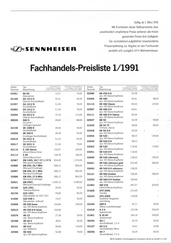 Sennheiser Preisliste 1993 deutsch