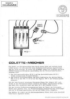 Schoeps Prospekt MCQ Colette-Mischer 1979 deutsch