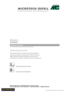 [Translate to Englisch:] Microtech Gefell Preisliste Mikrofone 2016 deutsch