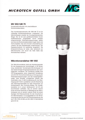 Microtech Gefell Prospekt MV692/UM70 Mikrofon deutsch