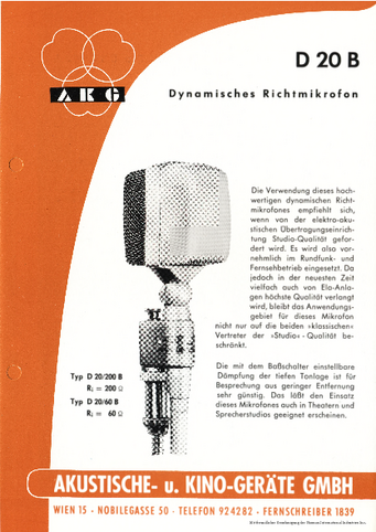 AKG Prospekt D20B Mikrofon 1958 deutsch
