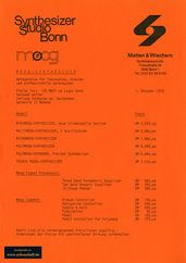 Moog Preisliste Synthesizer Synthesizerstudio Bonn 1979 deutsch