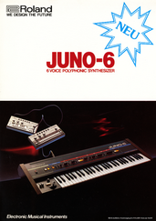 Roland Prospekt Juno-6 Synthesizer 1982 deutsch