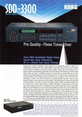 Korg Brochure SDD-3300 Digital-Delay 1986 english