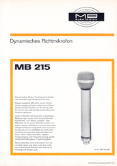 Mikrofonbau MB Elektronik Prospekt MB215 Tauchspulenmikrofon deutsch