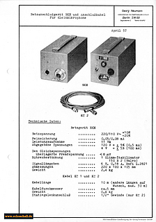 Neumann Prospekt NKM Netzteil fuer KM53 KM54 KM56 KM64 1957 deutsch