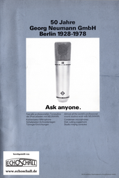 Neumann Infobroschüre 50 Jahre Jubiläum 1978 deutsch english