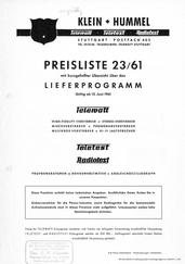 Klein + Hummel Preisliste Lieferprogramm Verstärker Lautsprecher 1961 deutsch