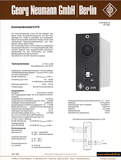 Neumann Prospekt U475 Kommandomodul 1980 deutsch