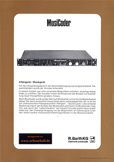 Barth Prospekt MusiCoder Vocoder deutsch