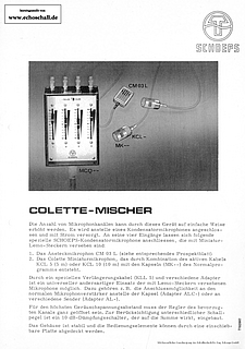 Schoeps Prospekt MCQ Colette-Mischer 1977 deutsch
