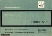 AKG Manual C60 Mikrofon 1964 deutsch englsih