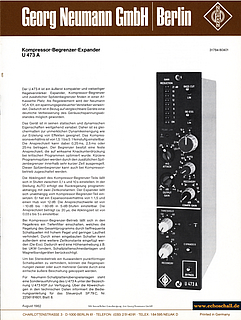 Neumann Prospekt U473A Kompressor Limiter Expander 1982 deutsch 