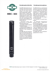MBHO Prospekt MBC603 Mikrofonverstärker 1994 deutsch english